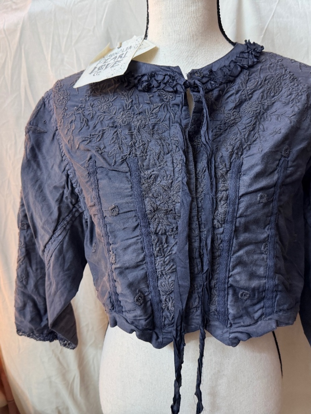 Magnolia Pearl Cotton silk floral embroidered Inna Jacket style #341